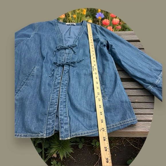 Free People Denim Dragonfly Tie Front Jacket. Size: XL - Picture 10 of 13